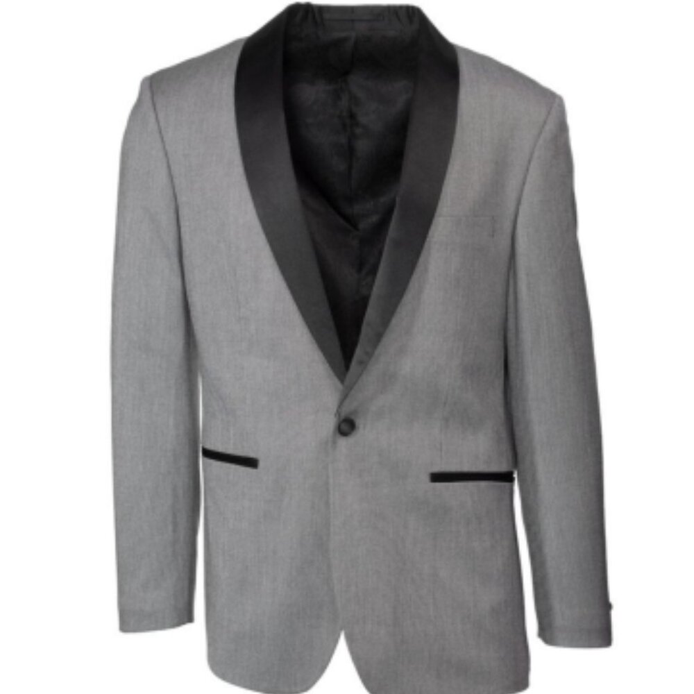 New Grey Pindot Slim Fit Shawl Tuxedo Jacket Only